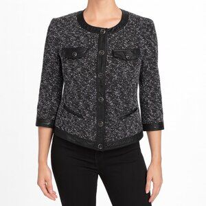 New York & Company Tweed and Vegan Leather Jacket